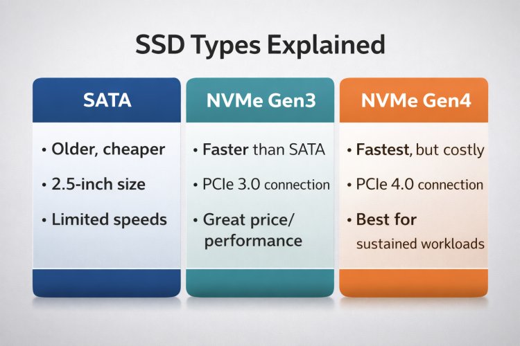 SSD Types Explained: SATA vs NVMe Gen3 vs NVMe Gen4 — What’s the Real Difference?